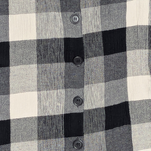 Angie Women's (Small) Black & Cream Checkered/Plaid Button-Down Front Midi Skirt - Picture 2 of 12